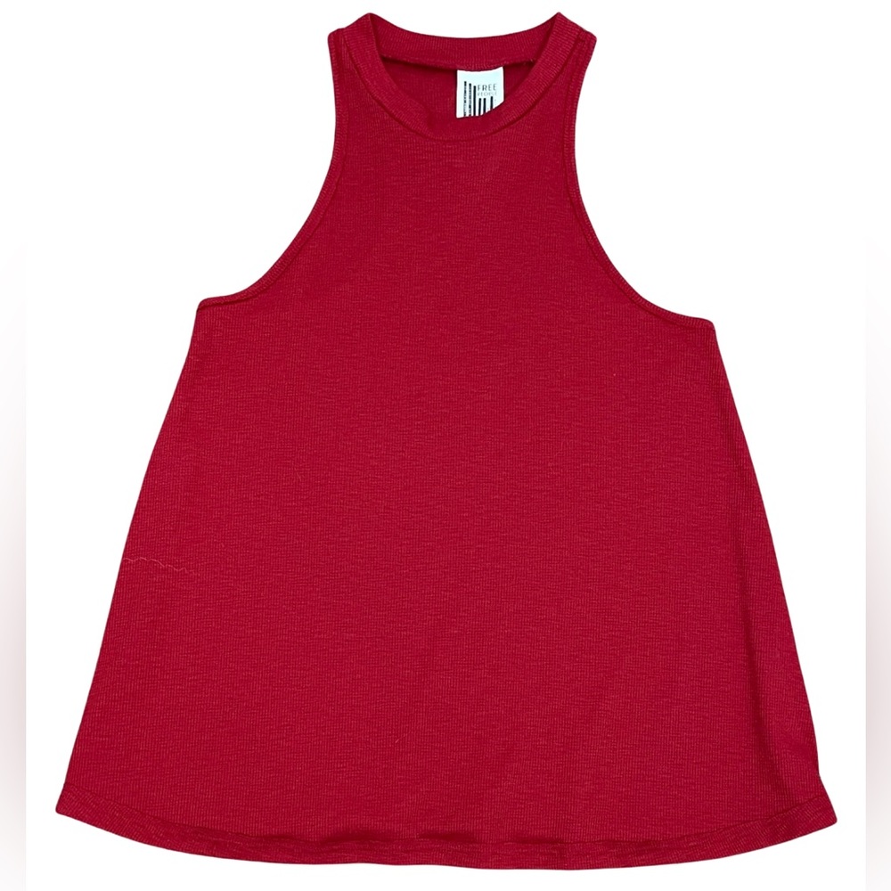 Free People Women’s Red Ribbed Racer Back Tank - Picture 6 of 7